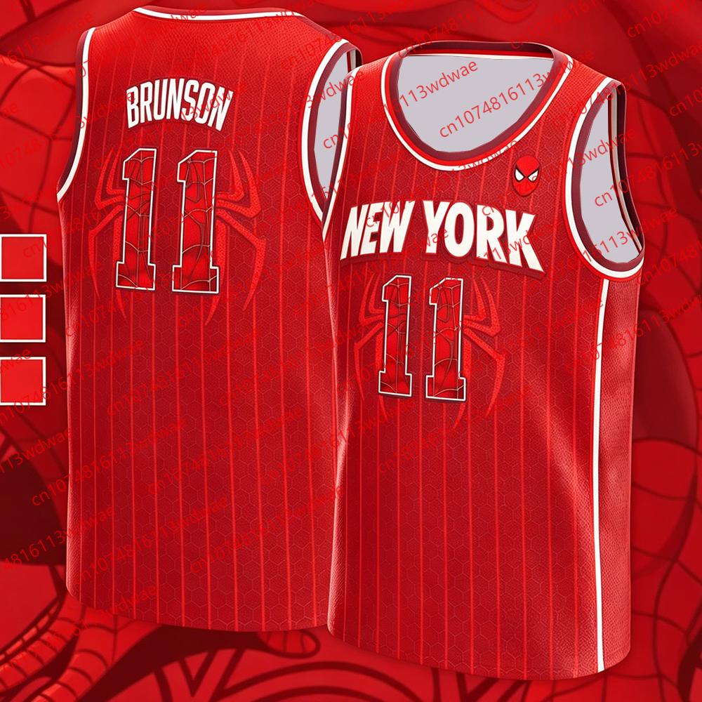 New York Classic Basketball Jersey Spider-Man Basketball Vest Brunson 11 Basketball Jersey Fans Marvel Special Edition Tee