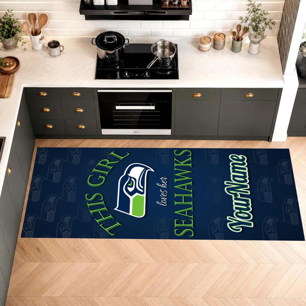 Seattle Seahawks Customize Your Name Kitchen Rug Runner Rug Laundry Mat Hallway Entryway The Best Gift Choice
