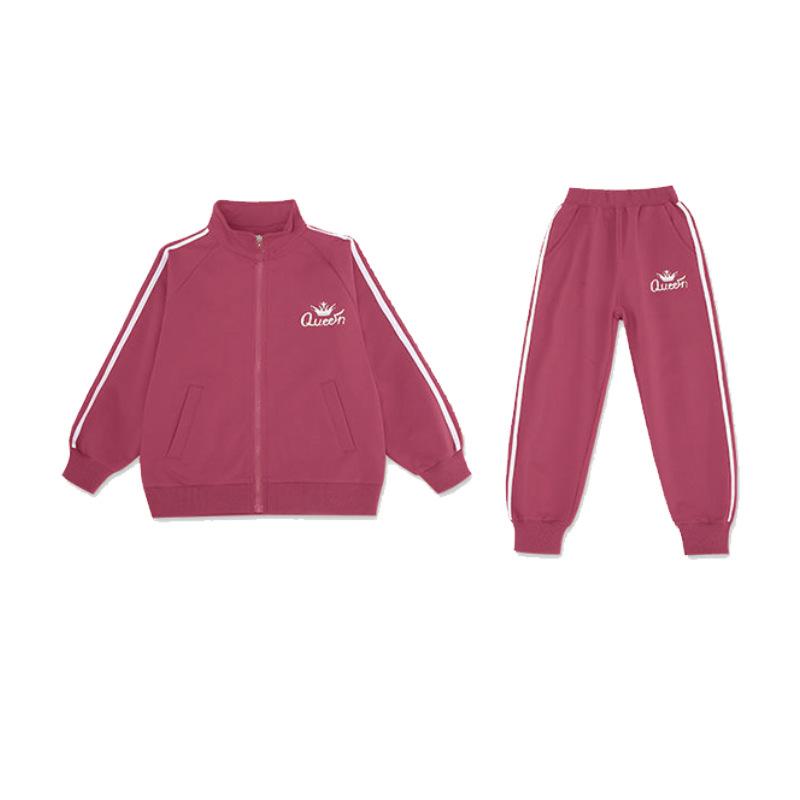 Frühling Kinder Mädchen 2-teiliges Bekleidungsset Lockerer Buchstaben Cartoon Reißverschlussjacke für Junior-Mädchen Lässige Trainingshose Passende Outfits