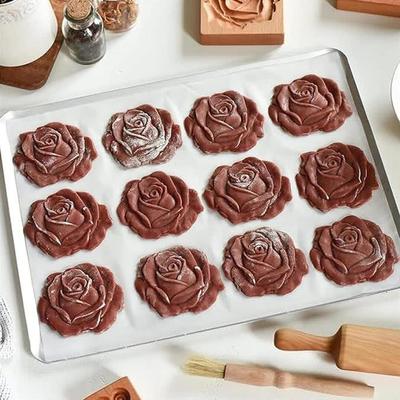 Wooden Handmades Baking Biscuits Stamps Sturdy Non-Stick Muffins Mould For DIY Baking Pastry