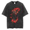 American Tops T-Shirt Ri Short Sleeve T-Shirt Batik Naruto Shirt Wear Man Washed Anime Vintage Style Short