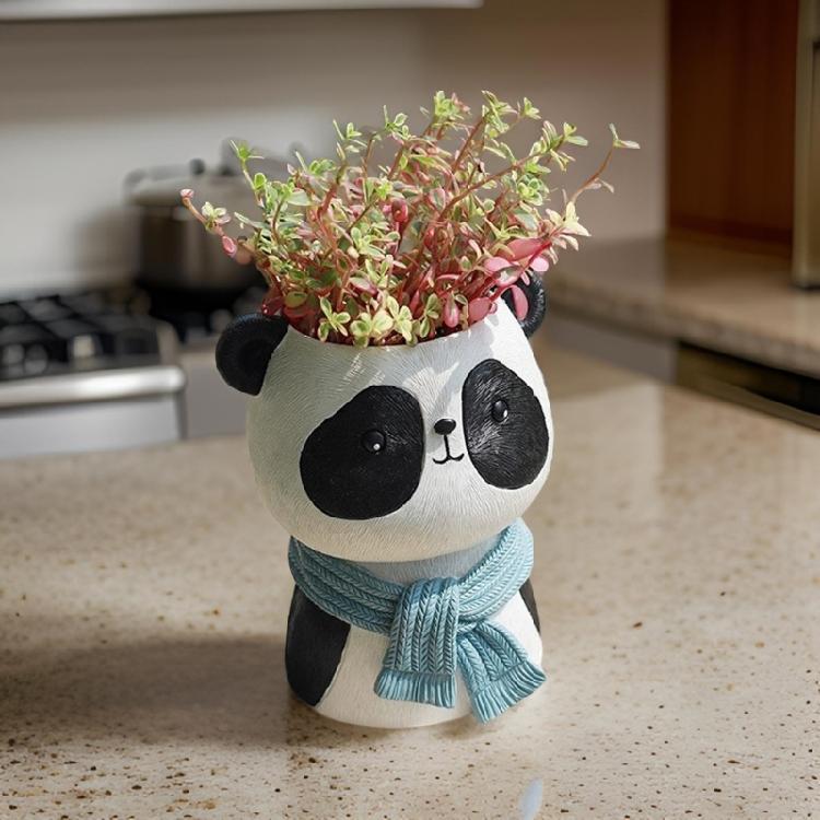Panda Gypsum Flower Pots Silicone Resin Mold Epoxy Resin Castings Molds Succulent Vase Cement Mold Candle Holder Molds