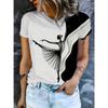 Summer Women's Casual Round Neck Short Sleeved T-shirt Abstract Portrait 3D Printing Fashionable Comfortable Breathable Loose Sports Versatile T-shirt
