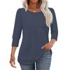 Women's Fashion Casual Solid Color Round Neck Seven-quarter Sleeve T-shirt Top