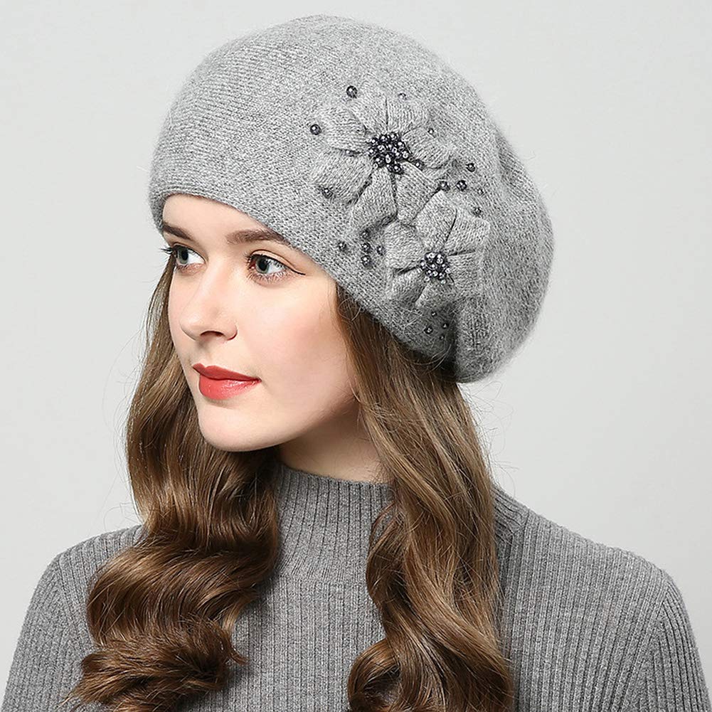 ANMIDA Warm Knit Fur Stylish and Fluffy Knit Cap for Fall and Winter Women's Beret, Autumn/Winter Beret, Beret, Cute,