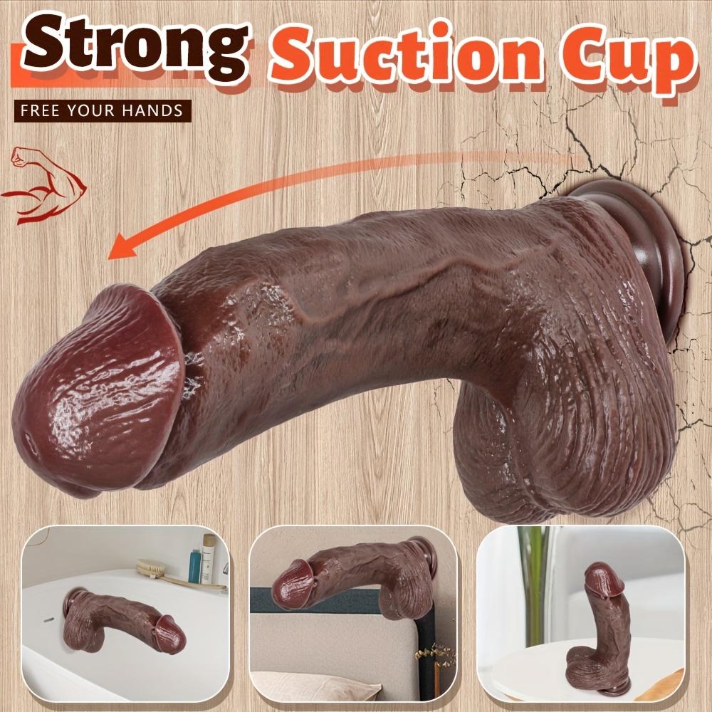 9,65" Realistisk Svart Dildo med Sugekopp, Flere Størrelser, Flytende Silikon, G-punkt- og Analsimulering for Par, Håndfri Lek