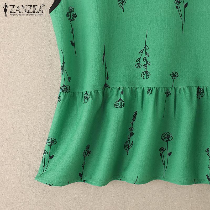 ZANZEA Women Print Casual Round Neck Summer Sleeveless Tank Tops