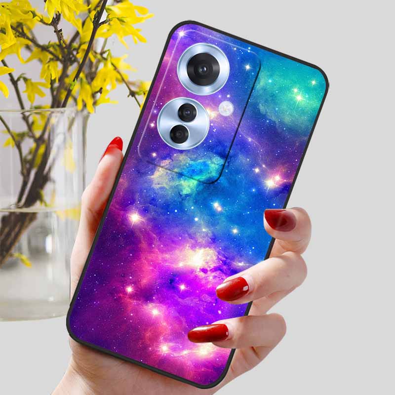 Phone Cover for OPPO Reno11 F 5G Case Black Silicone TPU Fashion Marble Print Shells for Oppo Reno 11F Protective Capa Soft Bags