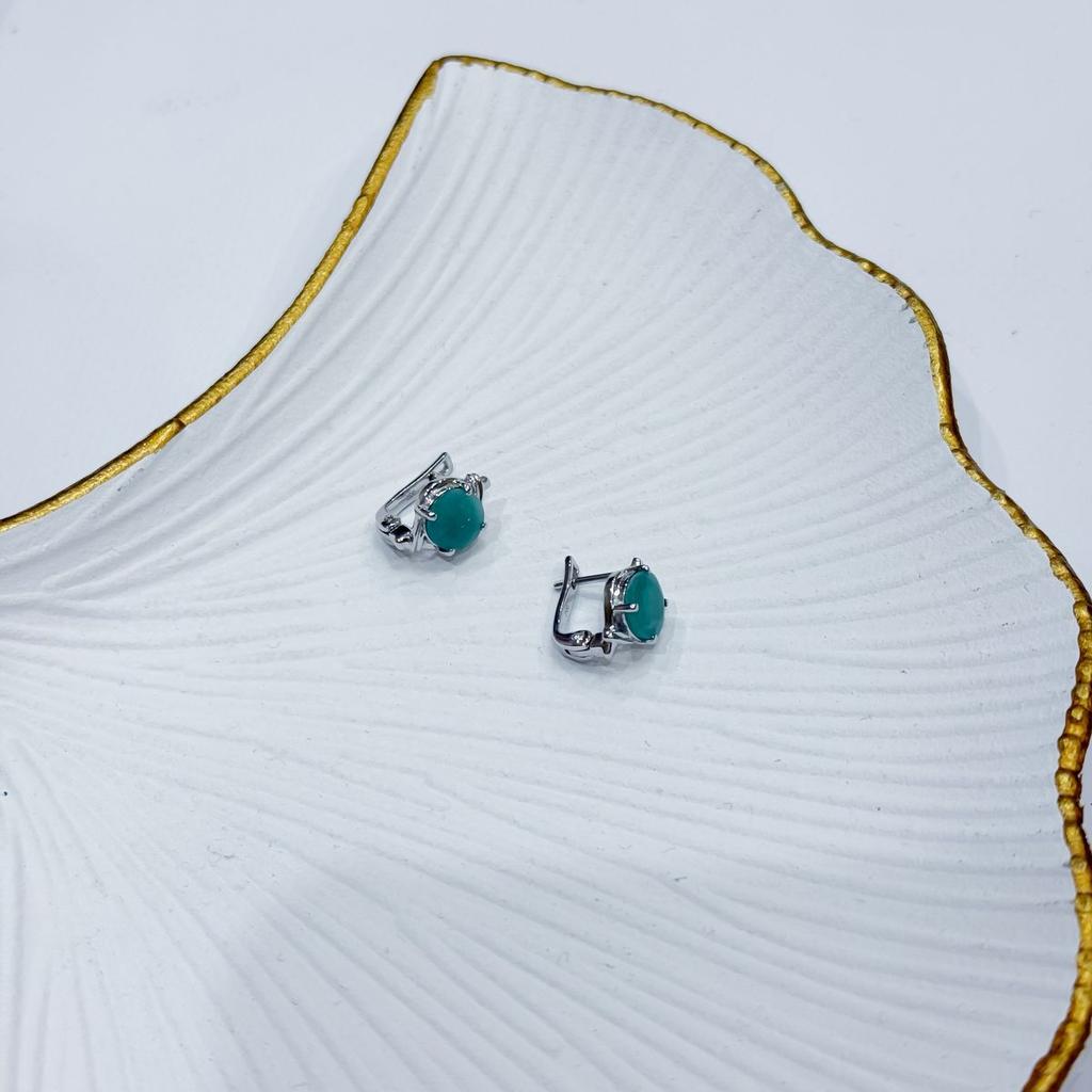 Silver Earrings with Natural Emerald (2172499)