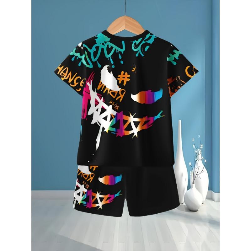 Summer Children's Set Features 3D Printing, Cool and Comfortable, and Is Made of Polyester and Breathable