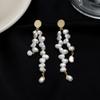 Light Luxury High-grade Cold Wind Pearl Fringed Earrings Multi-color Simple Long Irregular Earrings