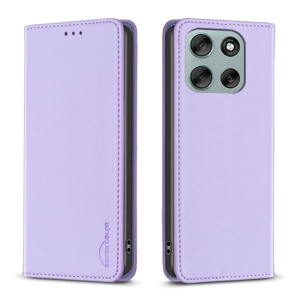 For Motorola Moto G56 5G Leather Case BINFEN COLOR BF18 Phone Stand Cover with Card Slots