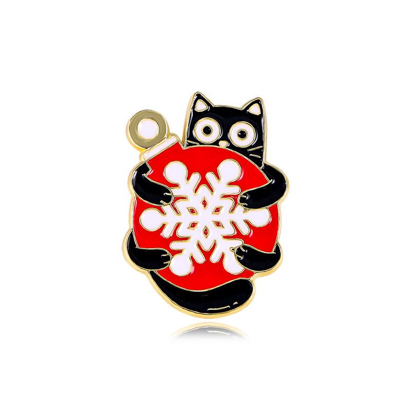 Cartoon Christmas Badge Brooch Cute Creative Christmas Cat, Christmas Tree, Snowflake Brooch Metal Badge