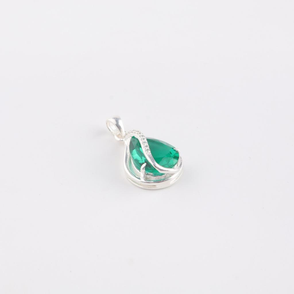 Chrome Diopside Gemstone 925 Stamped Silver Jewelry Zircon Pendant Birthday Gift CZP-7-11