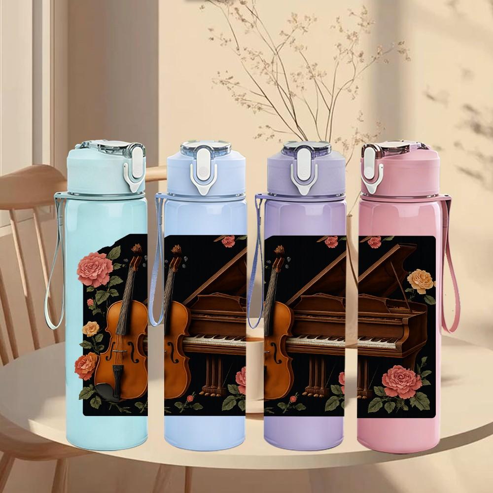 1PC Sheep Shepherd Boy Bible Verse 750ml Color Plastic Sports Water Bottle Leakproof Flip Straw Lid Suitable for Sports Office Home Use
