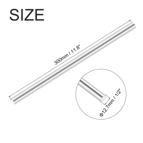 uxcell Aluminum Round Bar, 6061 Aluminum Rod, 12.7mm Diameter, 300mm Length, Lathe Solid Rod, Metal Bar for RC Aircraft Model Cars, DIY Crafts, Pack o