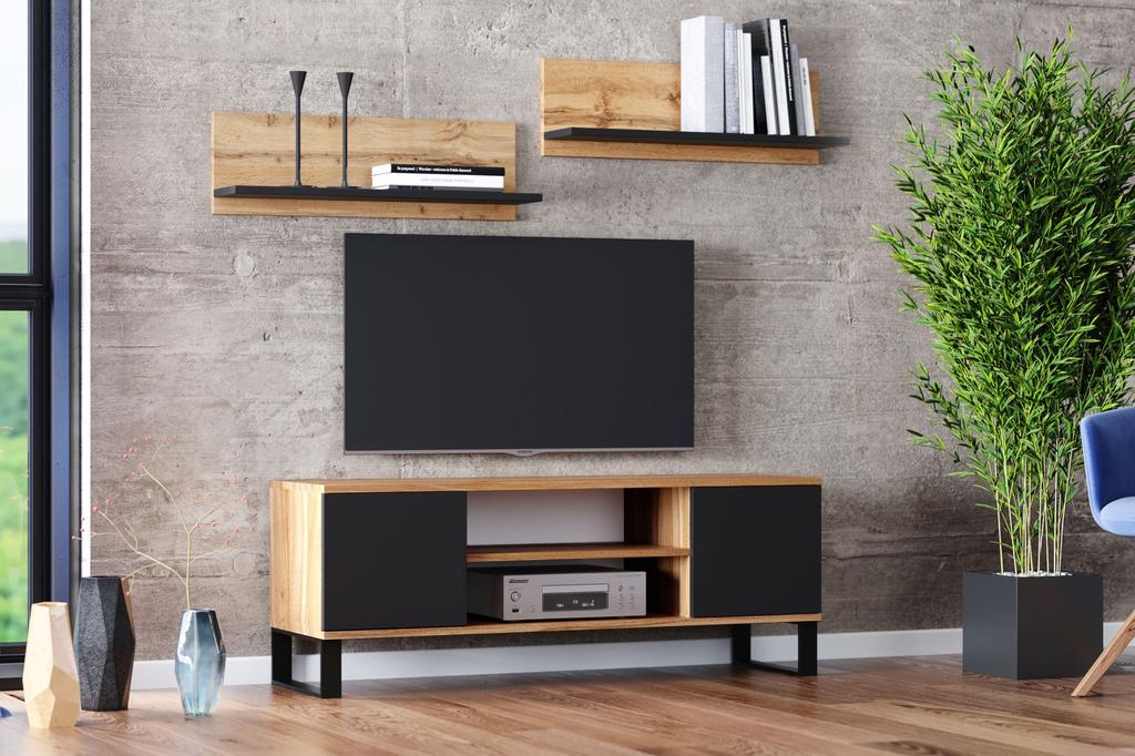 Focus RTV Cabinet 135 Cm - Loft Oak Craft/black