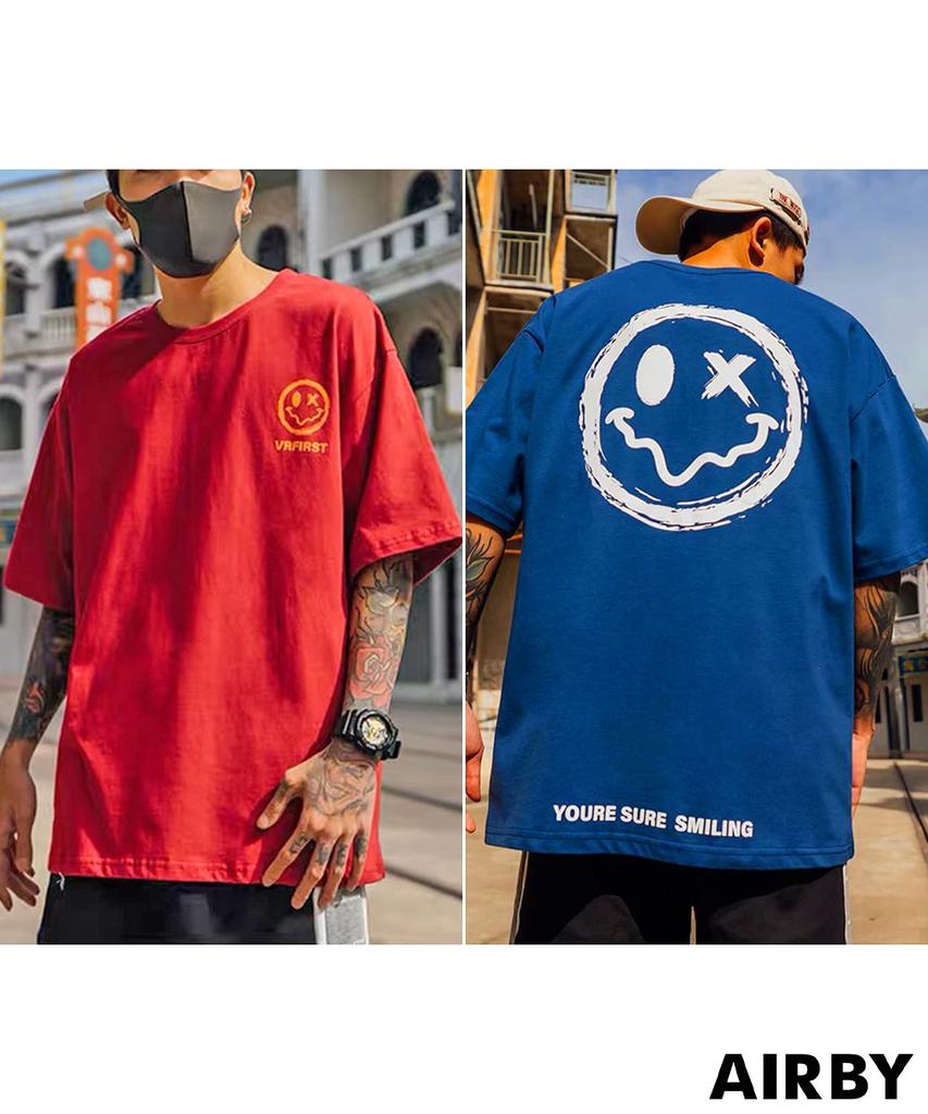 Airby Short Sleeve with Smile Back Perfect for and Casual Available In XXL and XXL Stylish and Perfect for Adults and Men's T-Shirt Print, Loungewear,