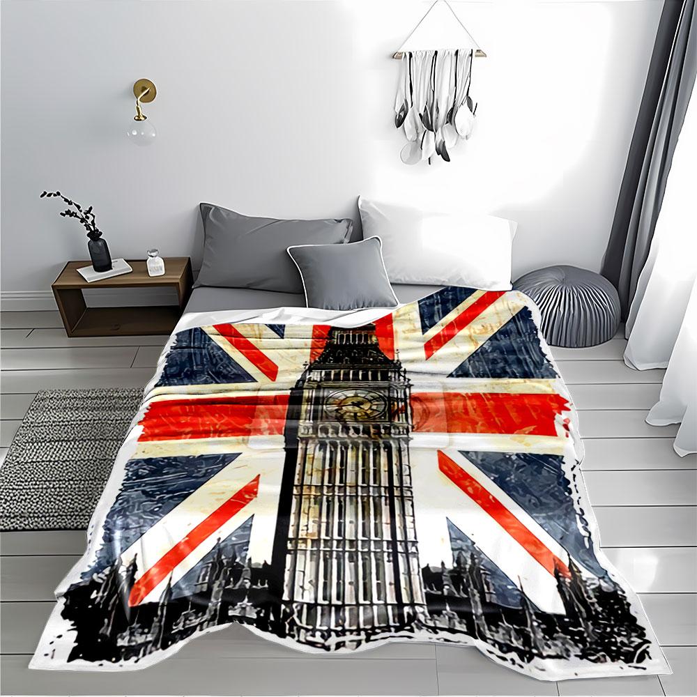 Union Jack and Big Ben Design for All Seasons Blanket Lunch Break Throw Gift