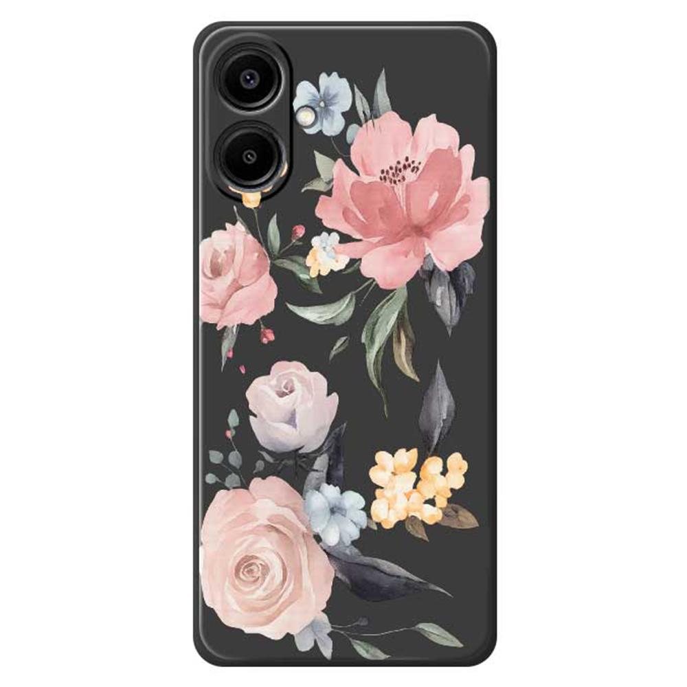 For Samsung Galaxy A07 4G Case Big Flowers Pattern Printing Straight Edge TPU Phone Back Cover