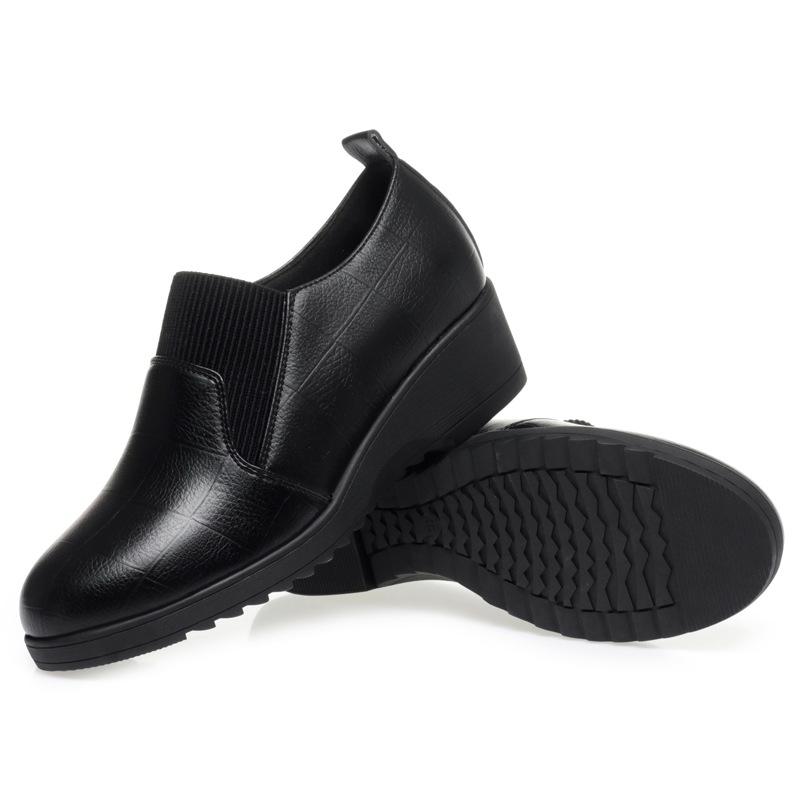Brand Genuine Leather Women Shoes Round Toe Casual Comfortable Women's Wedge Shoes Spring Autumn Fashion Mother Shoes