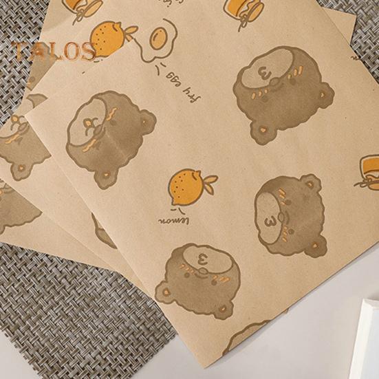 50Pcs Sandwich Packing Paper Cartoon Bear Print Package No Odor Useful Disposable Household Oil-proof Baking Pad Paper Kitchen Tools