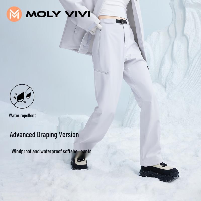 MOLY VIVI Women's Windproof Waterproof Soft Shell Hiking Ski Pants