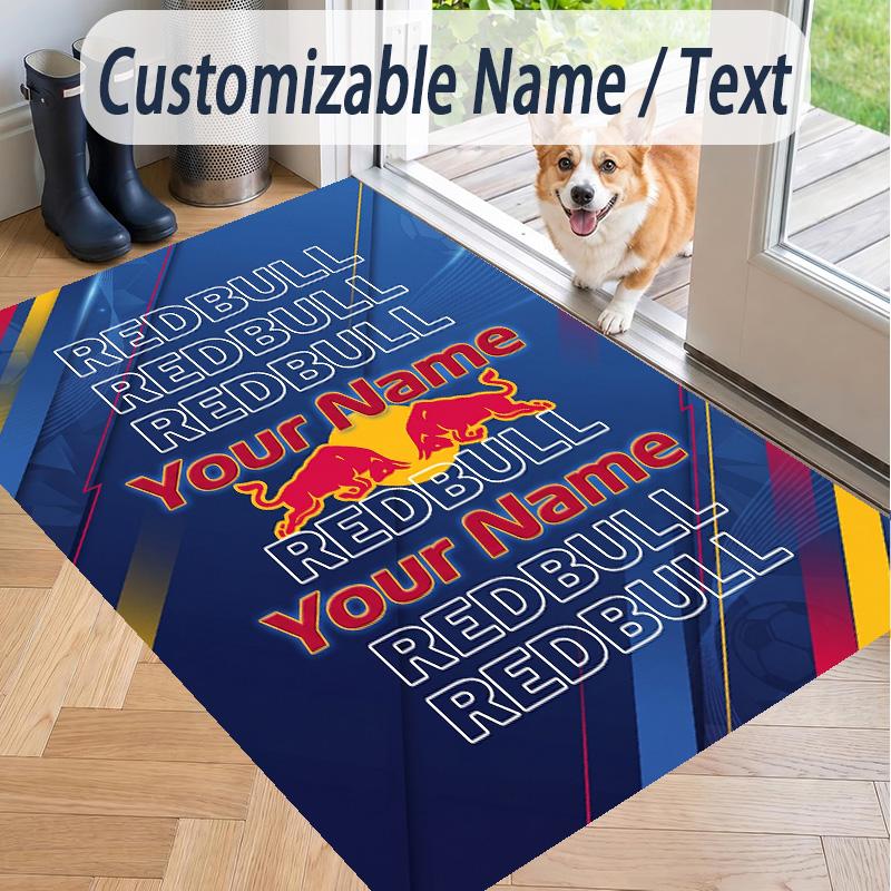 Tapis imprimé avec texte personnalisé Red Bull Racing Tapis de sol antidérapant pour la décoration de la maison
