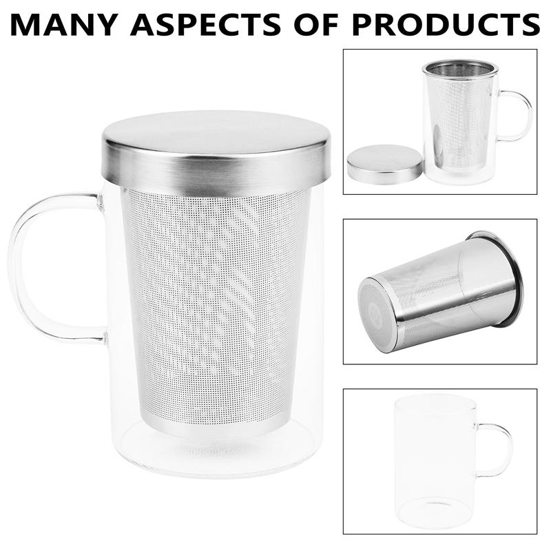 LICG 500Ml Travel Heat-Resistant Glass Tea Infuser Mug With Stainless Steel Lid Coffee Cup Tumbler Kitchen Heat-Resistant Large