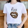 Summer Sexy Lip Print Short Sleeve Tshirt Womens Fashion Graphic Top High Street Slim Fit Modal Fabric