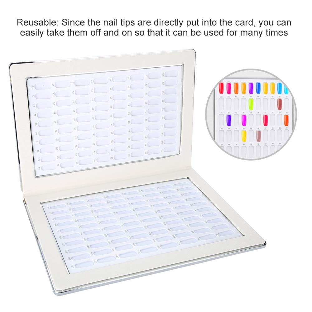 Nail Display Chart, 160 Slots Nail Gel Polish Organizer Color Card Nail Polish Color Display Chart Book Nail Swatch Book Nail Art Practice Card(Blue)