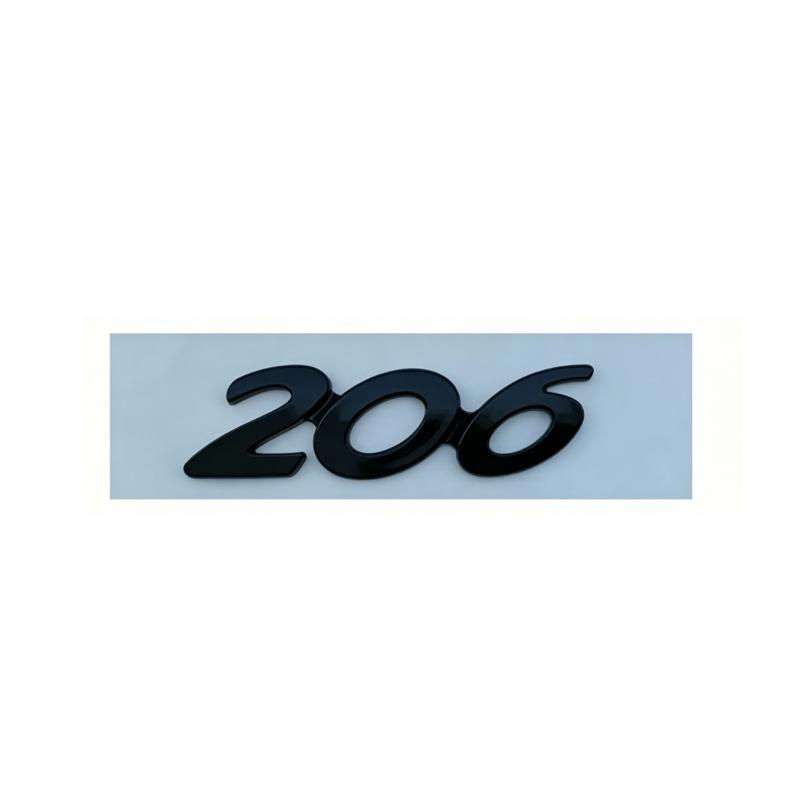 3D Glossy Black Chrome Silver Metal Logo Emblem Badge Decal Car Sticker for Peugeot 206 Car Accessories