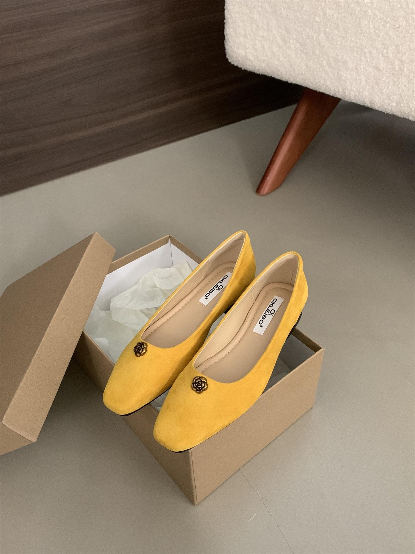 

OKLEIBO Lebao, retro Xiaoxiangfeng single shoes, one-pedal ladyshoes, commuting shoes, women s shoes 39 жовтий