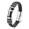 Bracelet Tressé en Cuir Acier Inoxydable pour Homme Boucle Magnétique Mode Bracelet en Cuir Personnalisé Bijoux Tendance