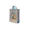Gucci Peter Rabbit Print Striped Canvas Tote Bag With Leather Handles For Unisex Daily Use