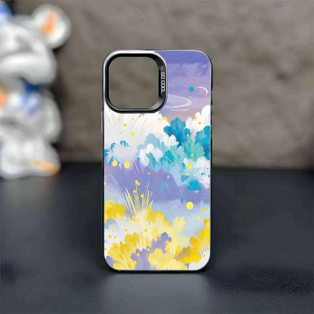 Painting Phone Case For iPhone17,16,15,14,13,12,11 Plus,Pro Max Black Matte Shockproof Cover