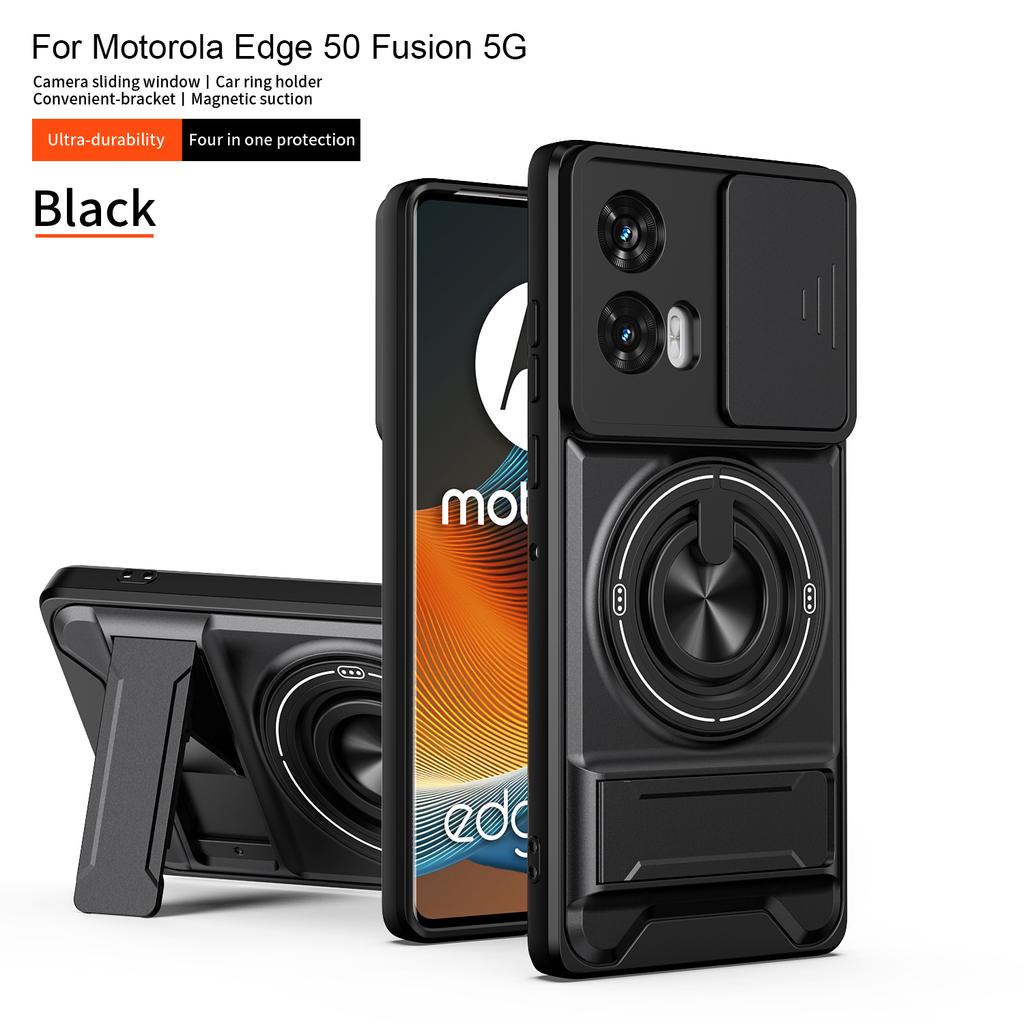 For Motorola Edge 50 Fusion Case Moto Edge 50 Fusion Cover Magsafe Magnetic Fold Holder Military Armor Camera Protection Cover