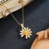 Elegant 2026 Super Sparkle Small Daisy Necklace: Women's Full Diamond Sunflower Collarbone Chain