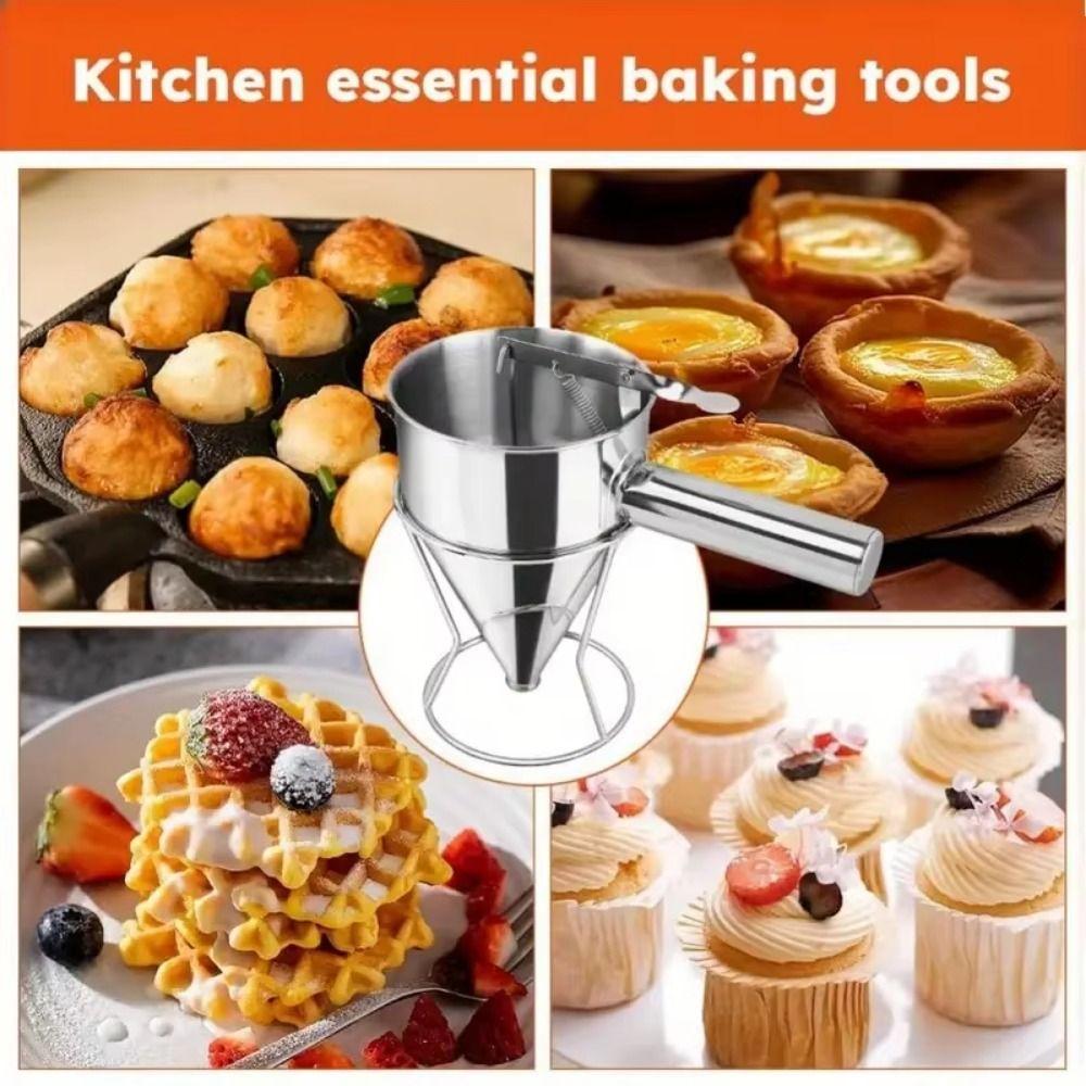 Stainless Steel Liquid Funnel Dispenser with Handle Batter Liquid Dispenser  Kitchen Supply