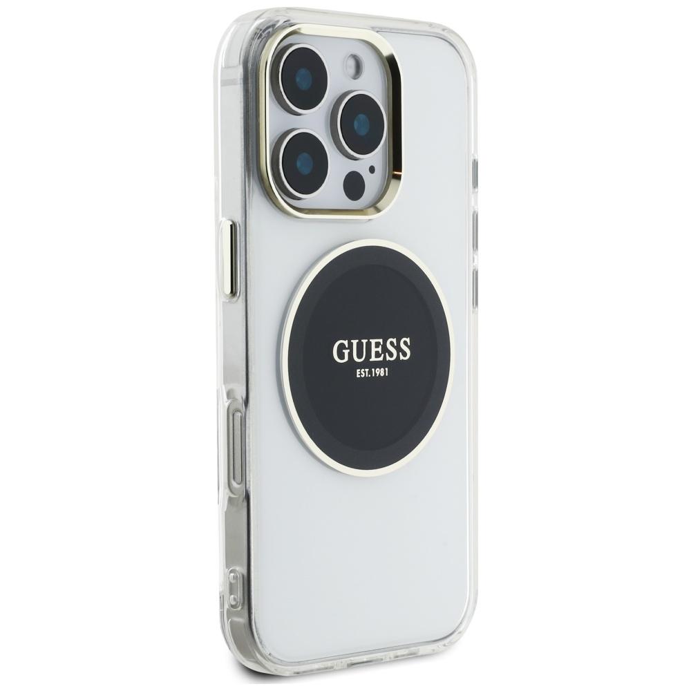 Guess IML Metal Colored Circle Classic Logo MagSafe case for iPhone 16 Pro black