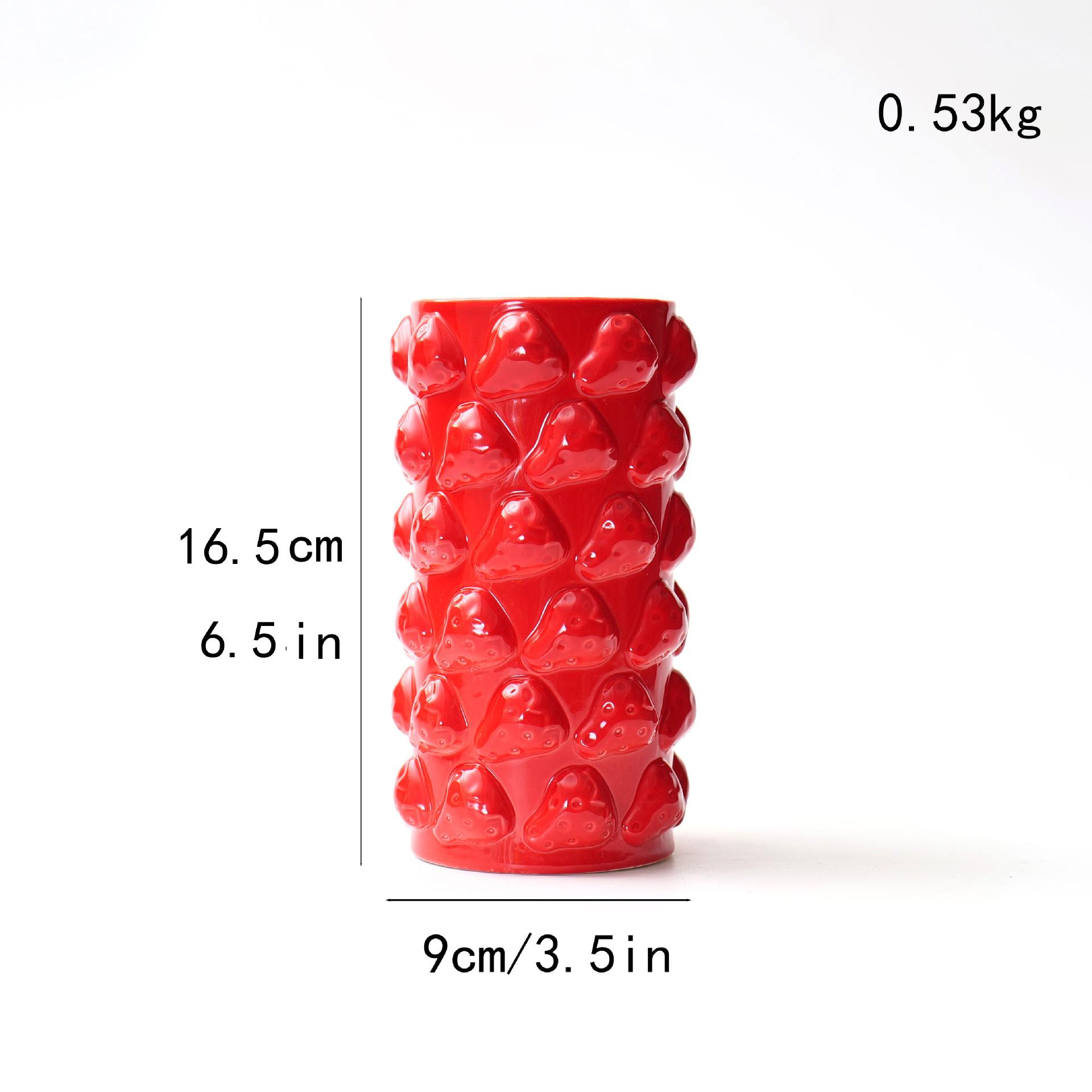 

Ceramic Vase Creative Cartoon Fruit Lemon Strawberry Relief Vase Lovely Ceramic Ornament Floral Arrangement Accessories червоний