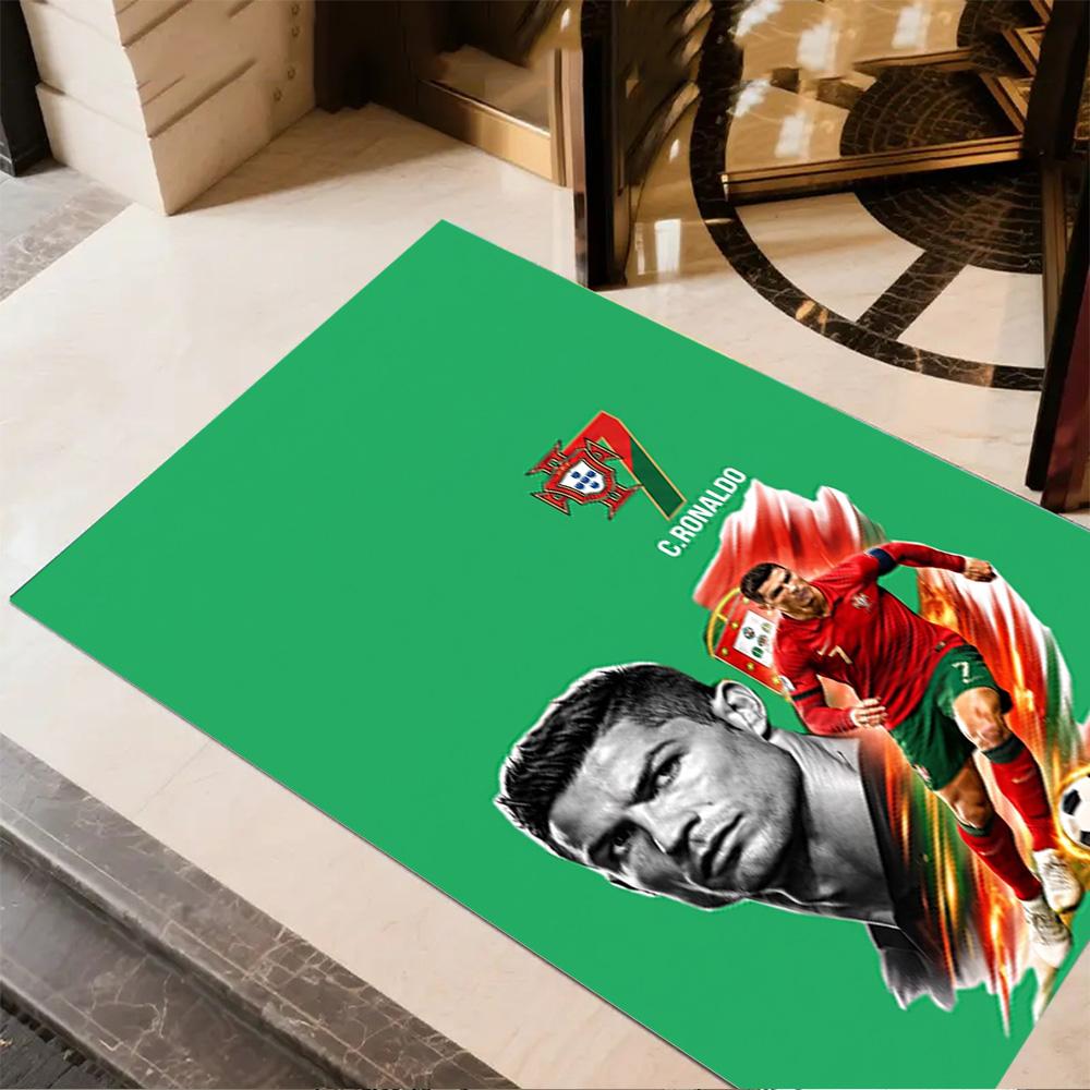 Portugal's Cristiano Ronaldo Area Rug Perfect for Playrooms Foyer Outdoor Decorate Room Antislip Carpet Office Home Decor Best for Christmas