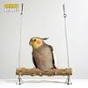 Holz Papageienständer Stange Schaukelspielzeug mit Glocke für Vogel Tigerhaut Krallen schärfen Schnabel schärfen Ständer Stange Vogelkäfig Zubehör