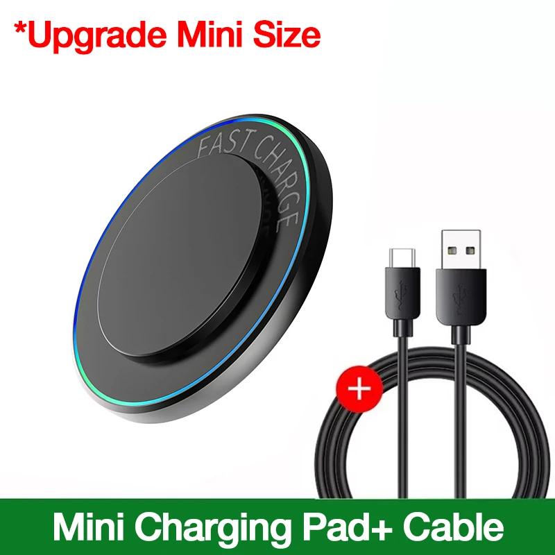 30W Mini Wireless Charger Pad Desktop LED Light Induction Stand For iPhone Samsung S25 Xiaomi AirPods Pro Fast Charging Station