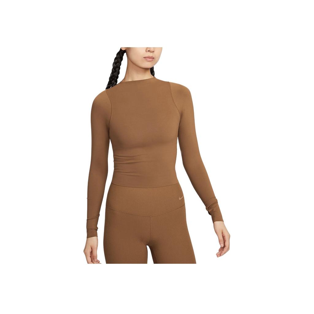 Nike Zenvy Breathable Moisture-Wicking Quick-Dry Soft Lightweight Solid Color Crew Neck Casual Long Sleeve T-Shirt Women Tops FN3023-281