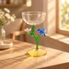 Handcrafted Glass Goblet with Hummingbird Ornament Decorative