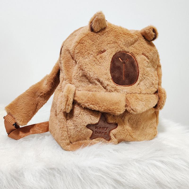 Cute Capybara Plush Doll Cartoon Backpack & Messenger Bag for Kids
