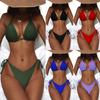 Women's Swimsuit Solid Color Sexy Halter Triangle Back Tie Bikini Set 5 Colour