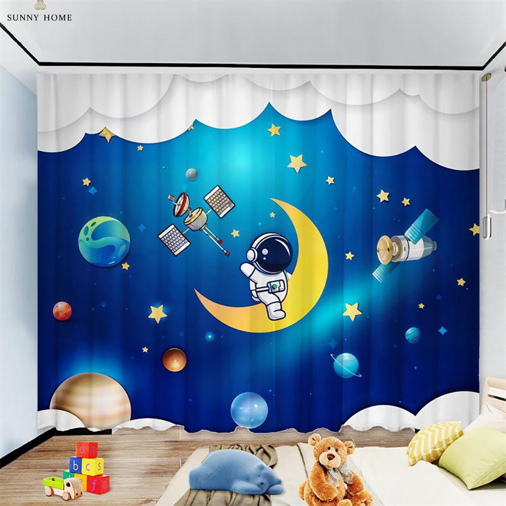 Kreskówkowy Wszechświat Gwiaździste Niebo Zasłony Kreatywny Modny Nadruk Zasłony do Pokoju Dziecięcego Zasłony do Salonu Kuchni Okno