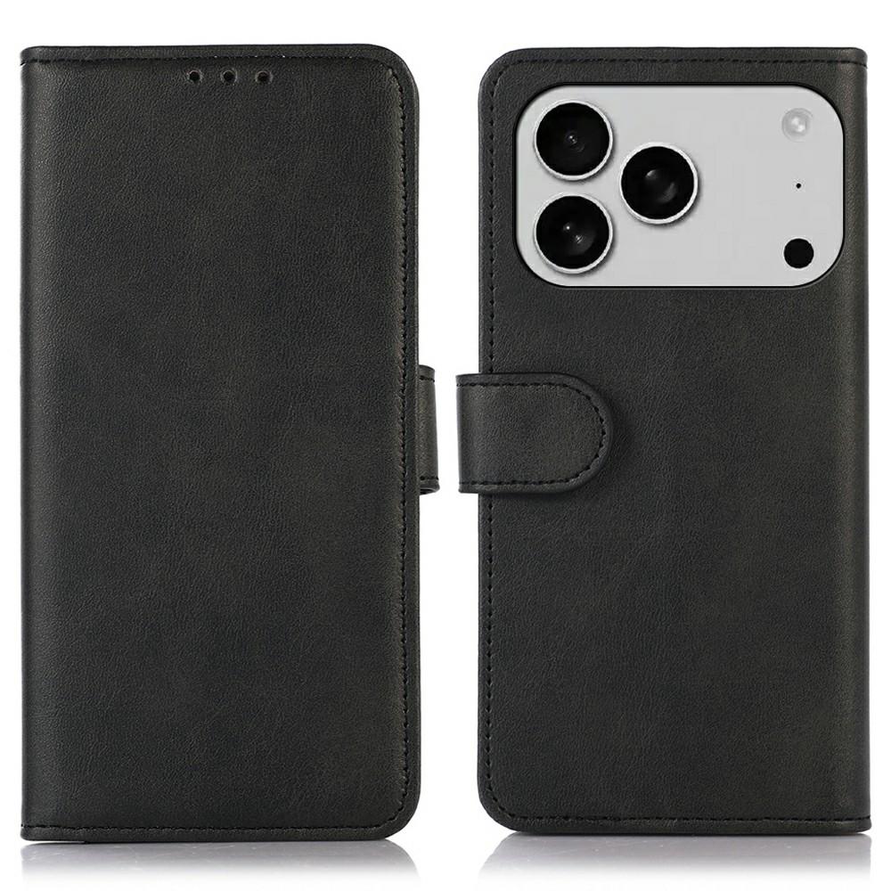 For iPhone 17 Pro Case Cowhide Texture Leather Wallet Phone Cover with Stand